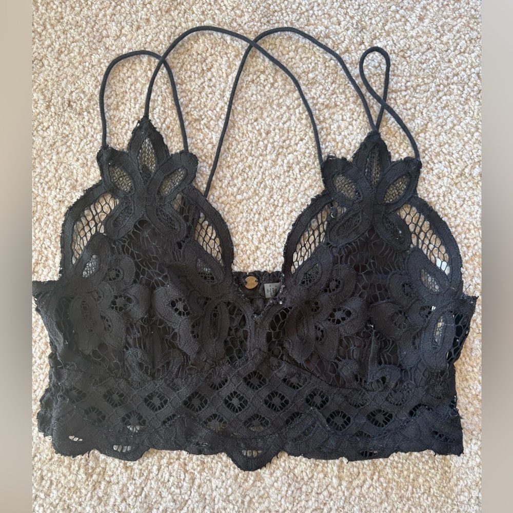 Free People Black Crochet Lace Bralette
